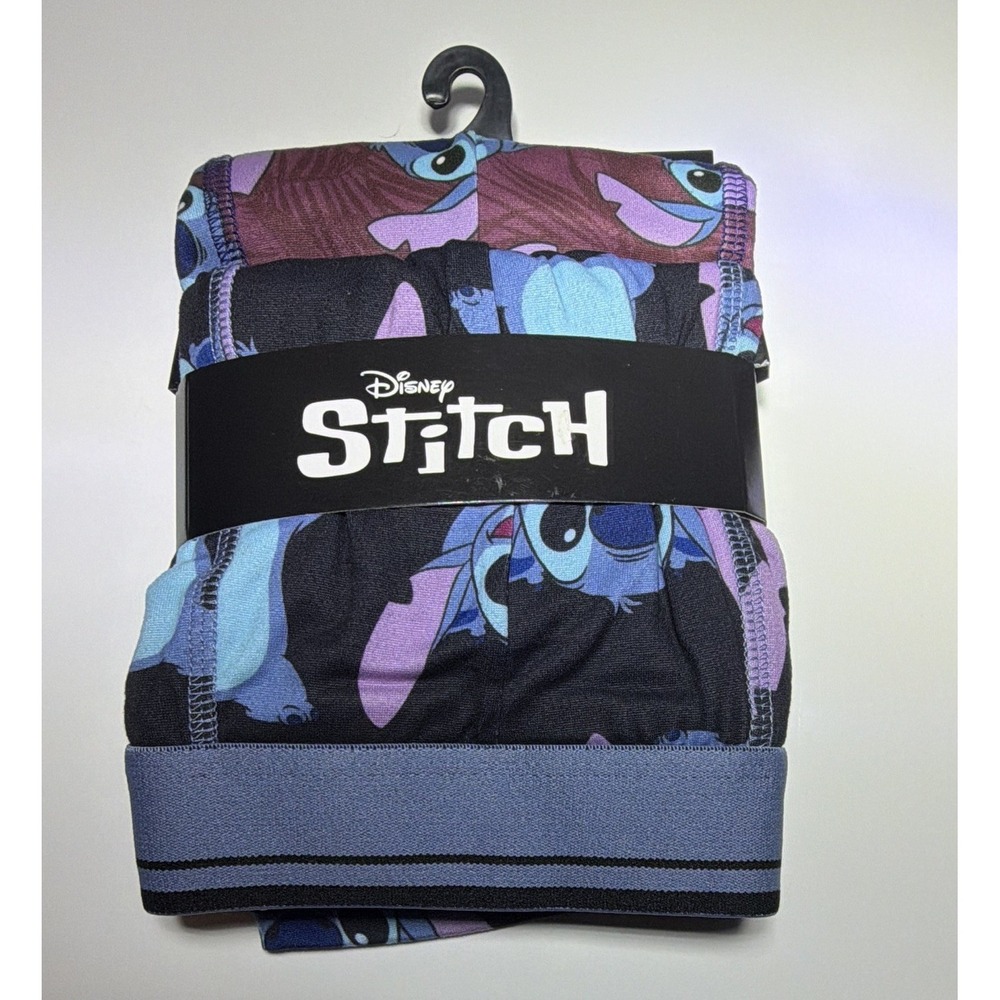 Disney Stitch Men's Boxer Briefs, 2XL Regular, Graphic Print Black/Blue/Purple